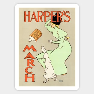 HARPER'S MARCH Cover by American Poster Artist Edward Penfield Vintage Magazine Advert Sticker